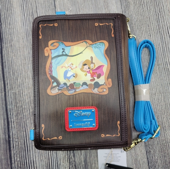 Loungefly NWT Pinocchio Storybook Convertible Backpack & Crossbody Bag - Picture 11 of 16